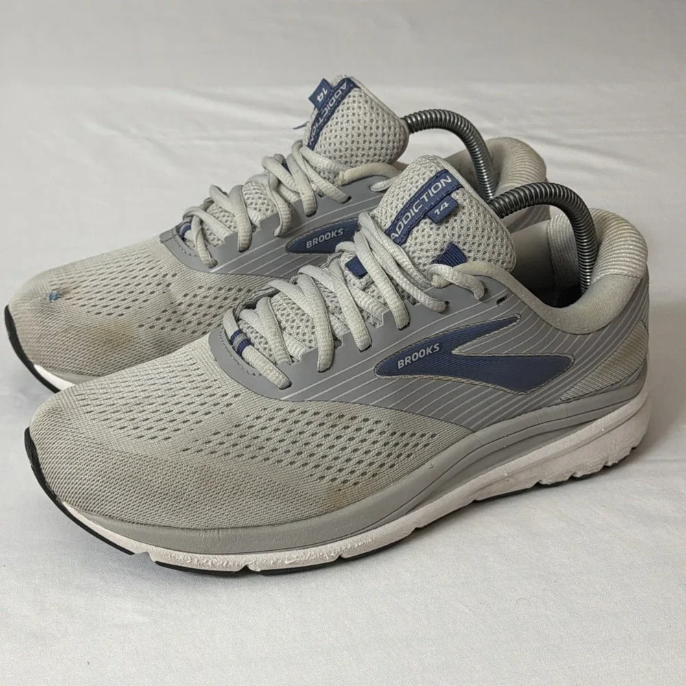 Brooks Addiction 14 1203061D077 Gray and Blue Running Sneakers Women's 10 D Wide